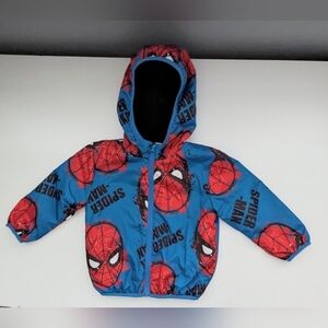 NWT Marvel Spiderman Kid's (Size 2) Fleece-Lined Hooded Waterproof Jacket